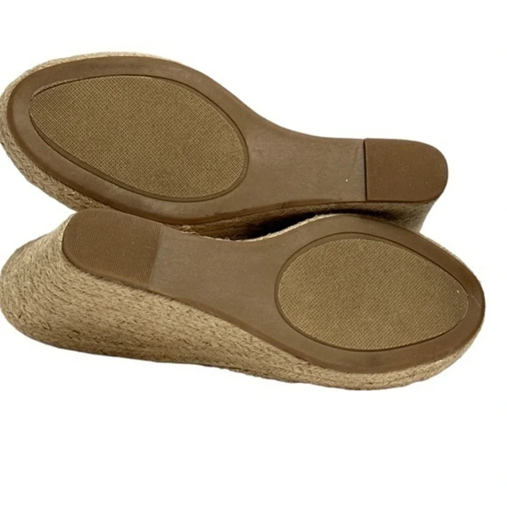 LONDON FOG Womens Heidi Espadrille Wedge Sandals sz 10M‎ Knotty Bow tan (1492)